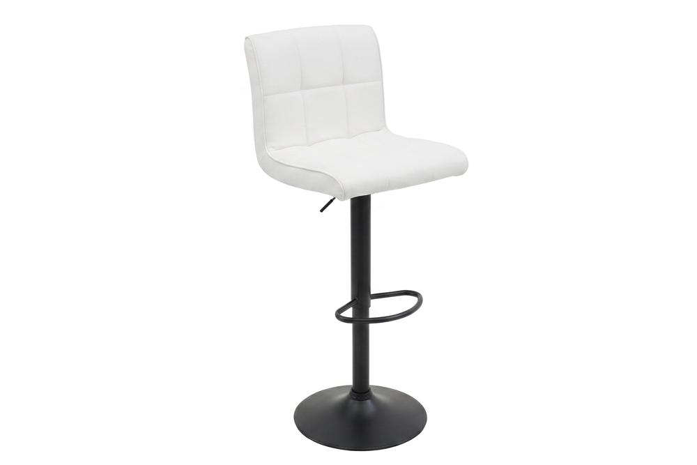 Barhocker MODENA 92-116cm 360° drehbar Kunstleder weiß m. schwarzem Metallgestell
