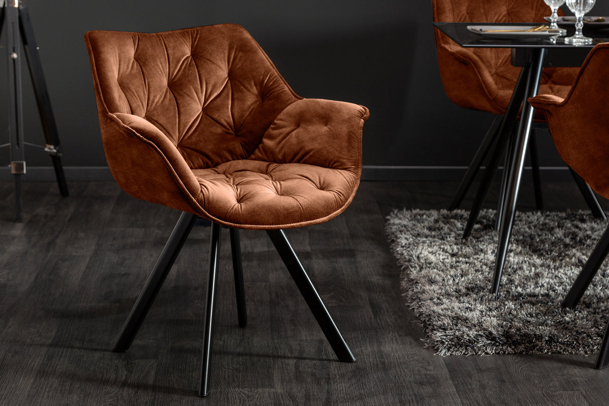 Drehstuhl THE DUTCH COMFORT 180° drehbar mit Armlehnen Samt rostbraun