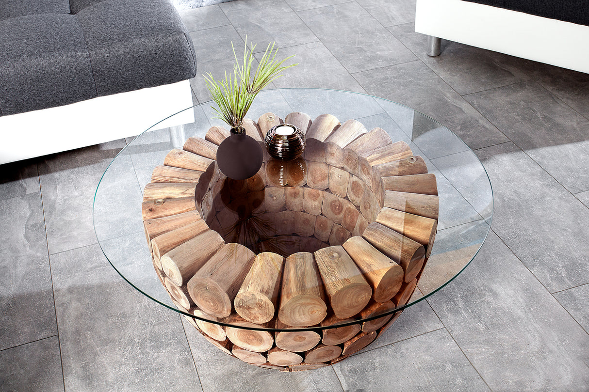 Couchtisch PURE NATURE 60cm Unterteil Teakholz ohne Glasplatte
