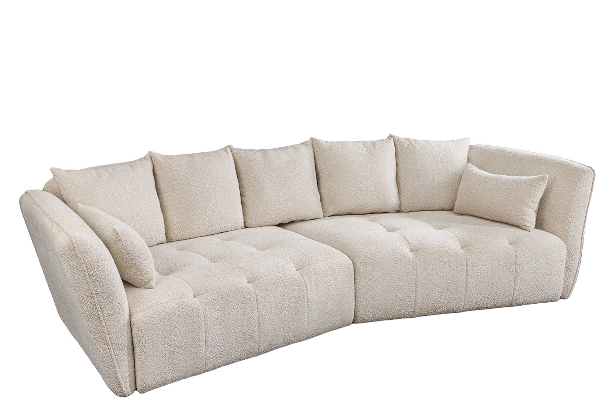 Sofa ROYAL 295cm XL Federkern abnehmbarer Bezug Bouclé champagner beige