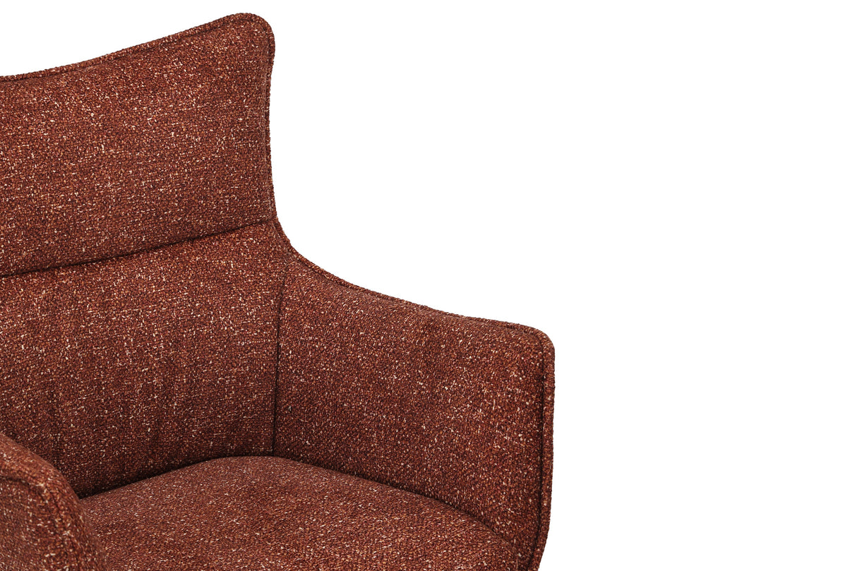 Drehstuhl VOGUE 360° mit Armlehnen Strukturstoff rostbraun mit Eichengestell natur