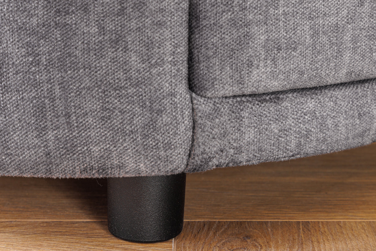 Bedside table SIGNUM oval w/ LED light 55cm velvet grey