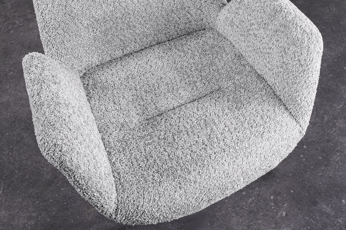 Swivel chair BALTIC rotatable 360° w/ armrests bouclé grey natural