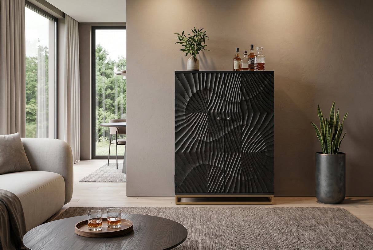 Barschrank SCORPION 140cm 3D Mango schwarz
