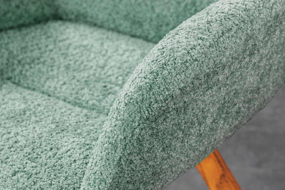 Drehstuhl BALTIC 360° drehbar Bouclé mint mit Eichenbeinen natur