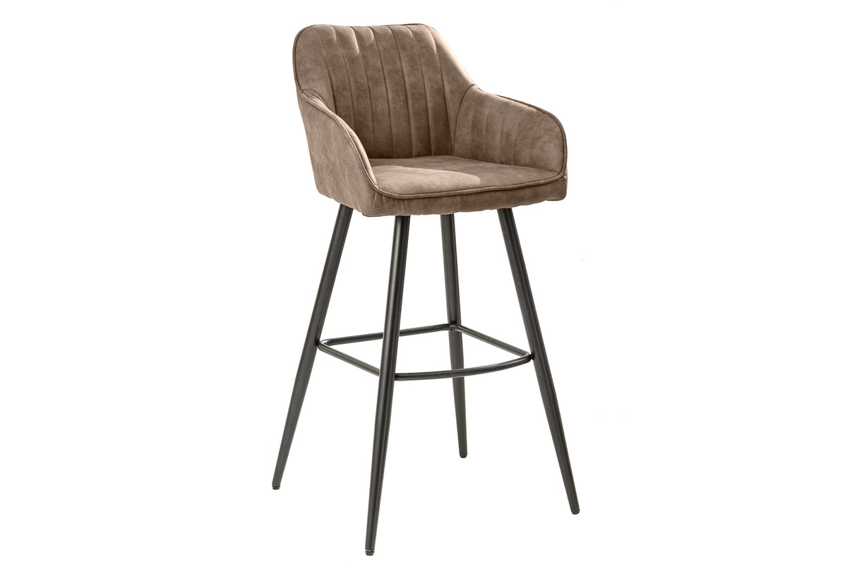 Barstuhl TURIN Mikrofaser Vintage Taupe mit Steppung