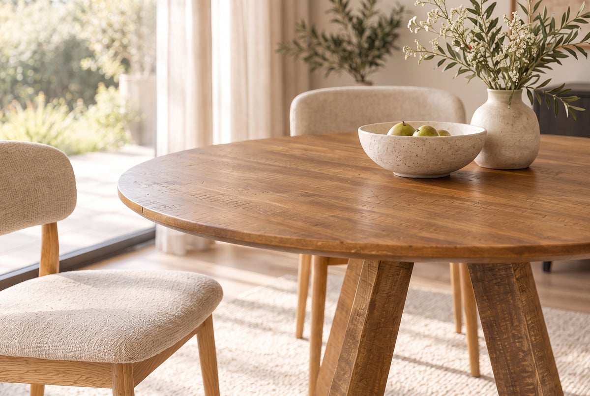 Esstisch ART WOOD Ø 120cm rund Mangoholz braun honigfarbenes Finish