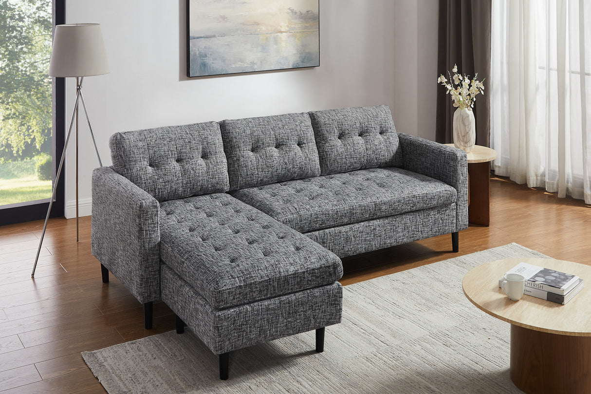 Ecksofa STOCKHOLM 220cm 3-Sitzer Federkern Strukturstoff grau