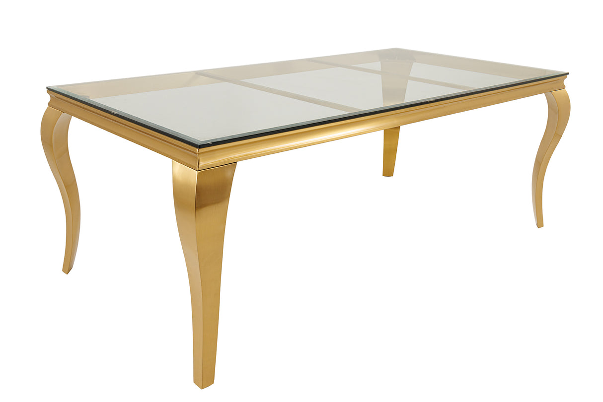 Esstisch MODERN BAROCK BARRACUDA 200cm gold inkl. Glasplatte ohne Teakholzplatte