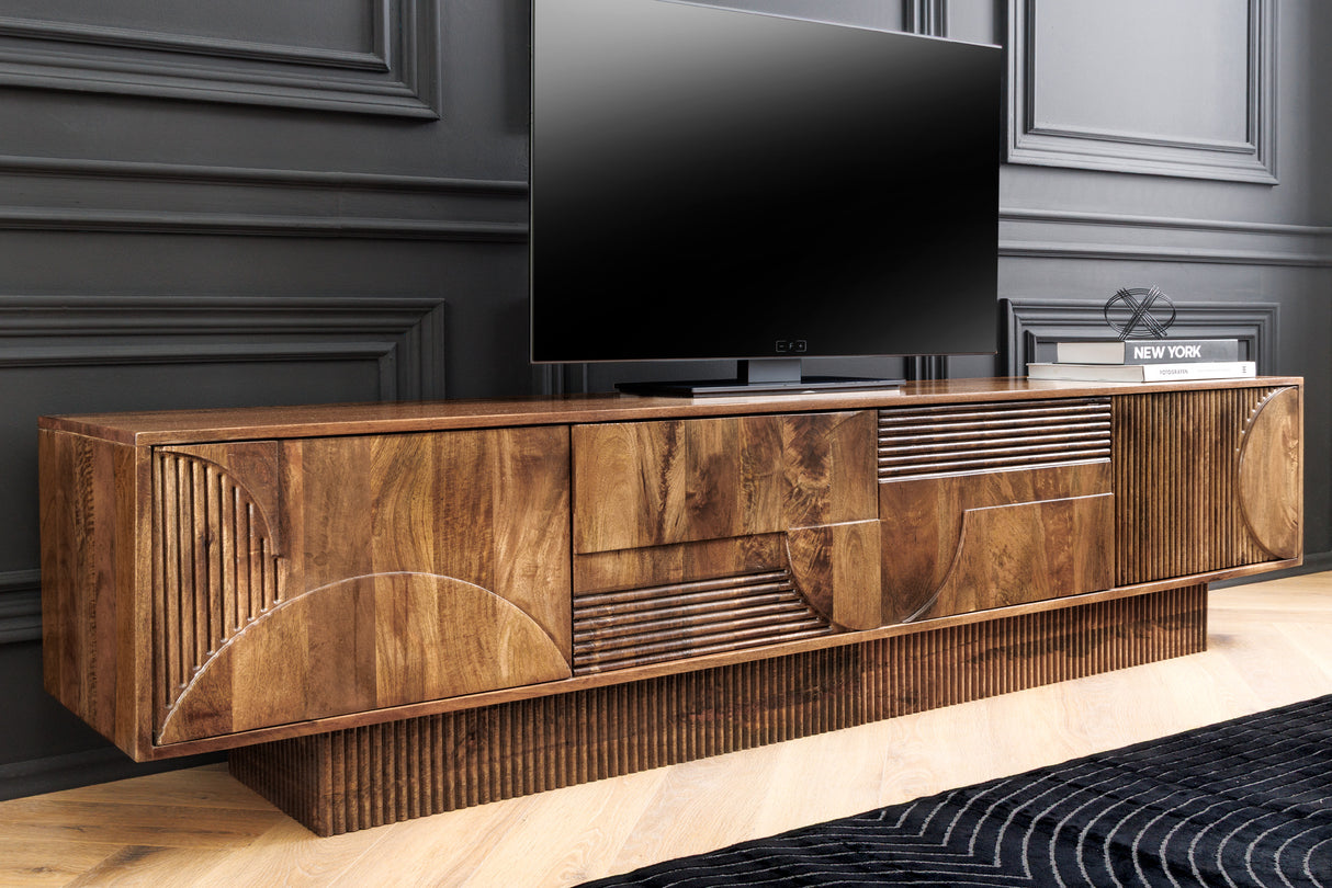 TV Board ART DECO 200cm 3D mango wood brown