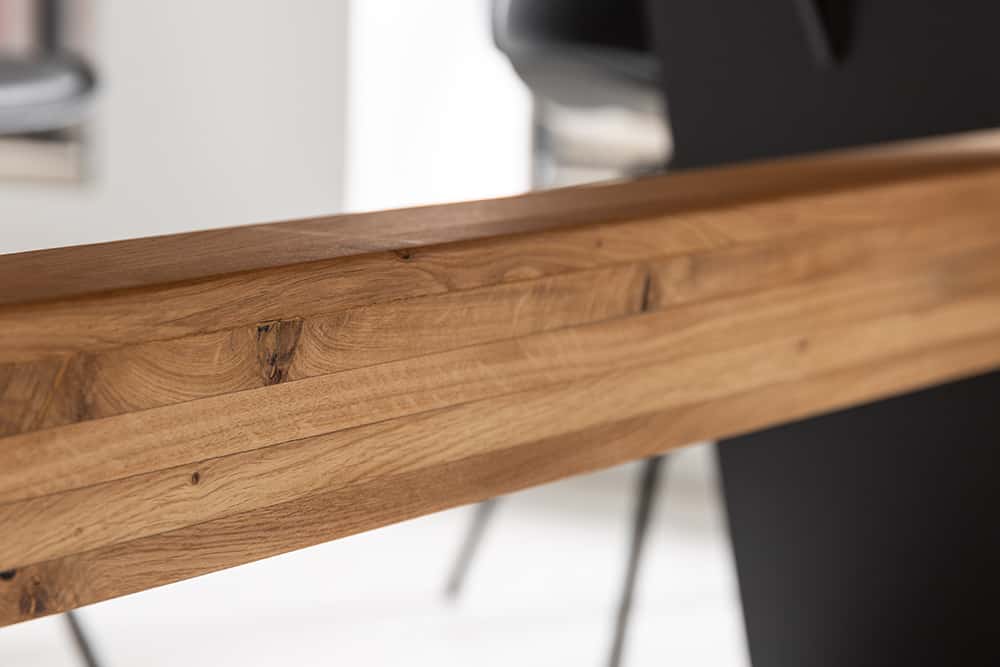 Esstisch GRAND OAK 200cm Wildeichenholz und pulverbeschichtetes Metall