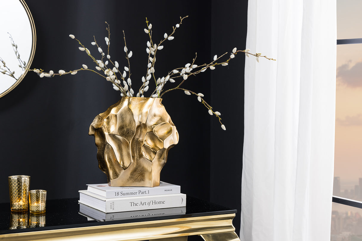 Vase LIQUID 25cm Hammerschlageffekt gold