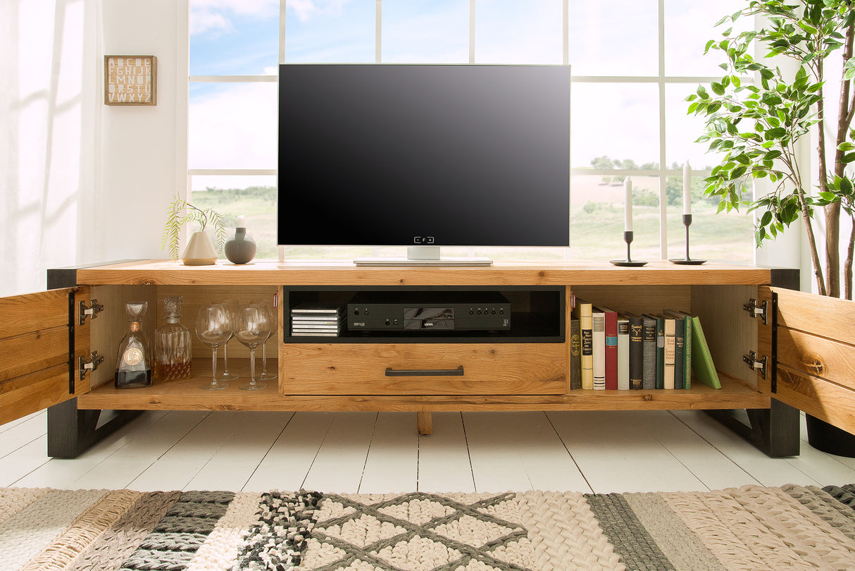 TV-Lowboard THOR 200cm wild oak wood industrial style