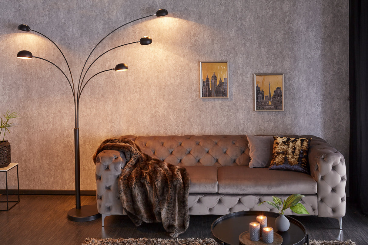 Floor lamp FIVE LIGHTS 210cm black gold w/ marble base