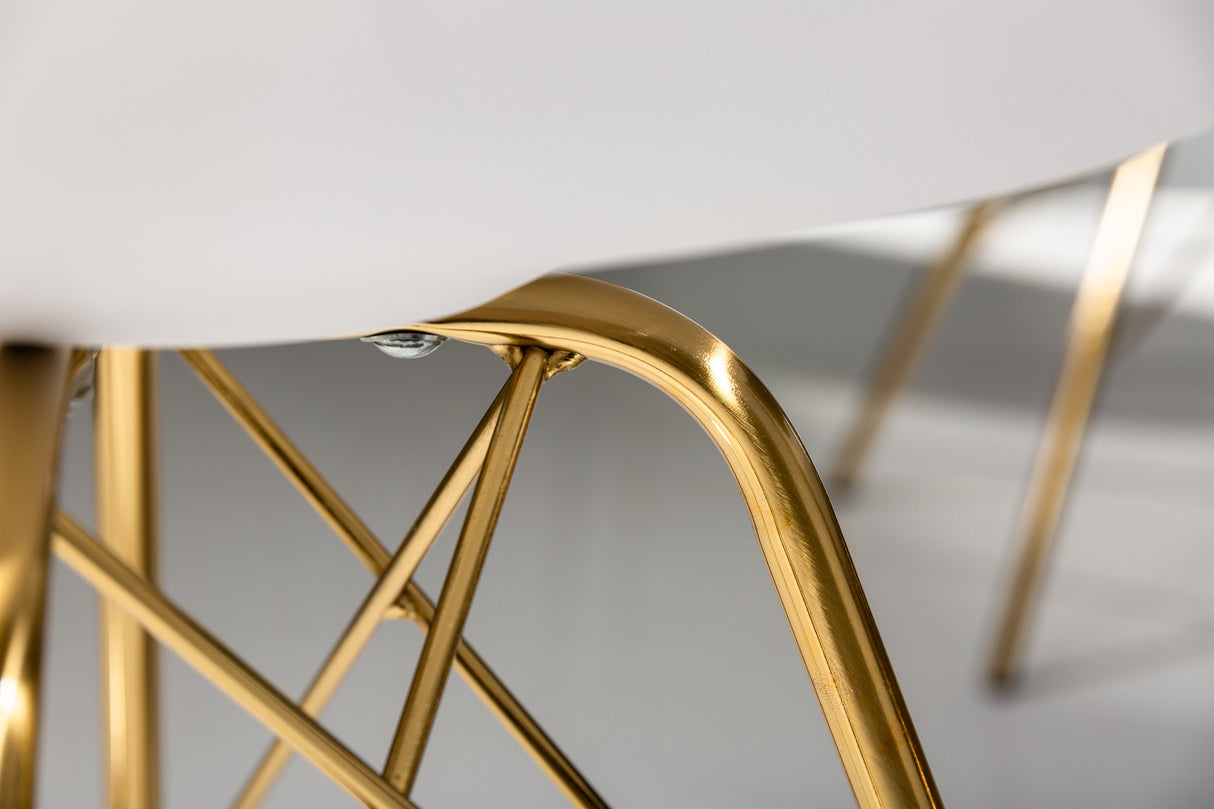 Stuhl SCANDINAVIA MASTERPIECE Kunstleder weiß goldene Beine