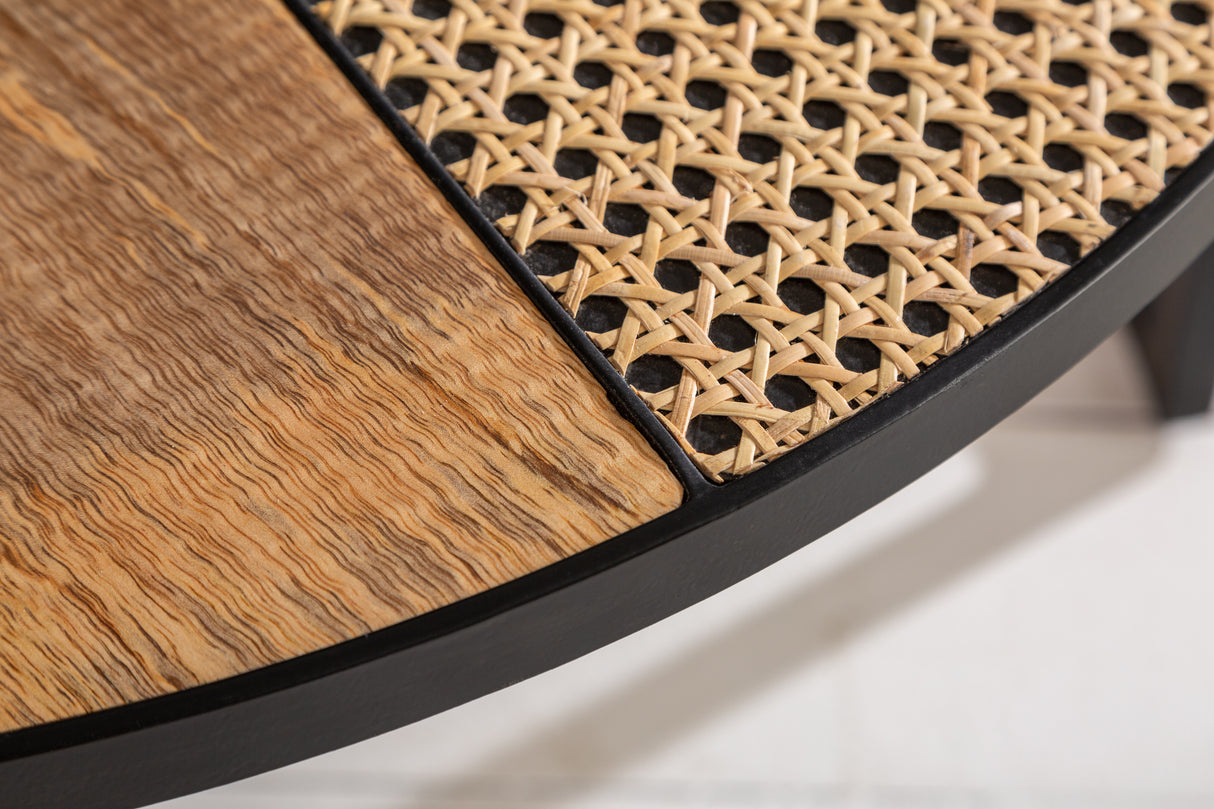 Coffee table VIENNA LOUNGE round set of 2 mango and rattan