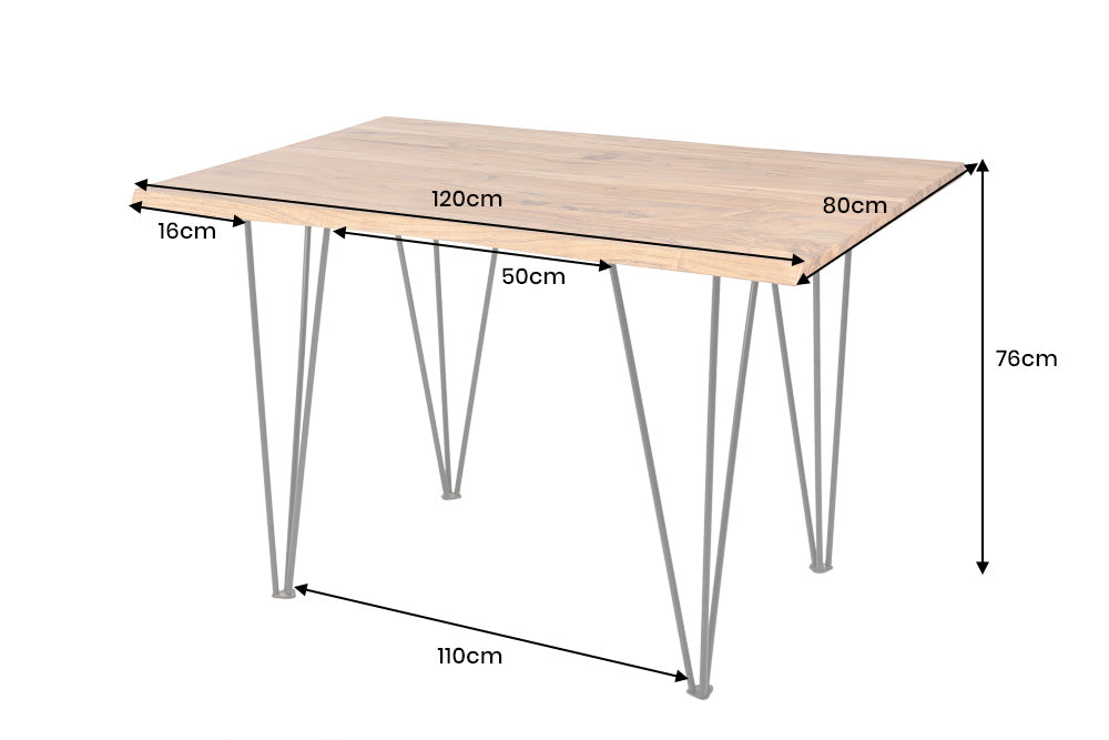 Esstisch MAMMUT 120cm Akazienholz mit Hairpin-Legs