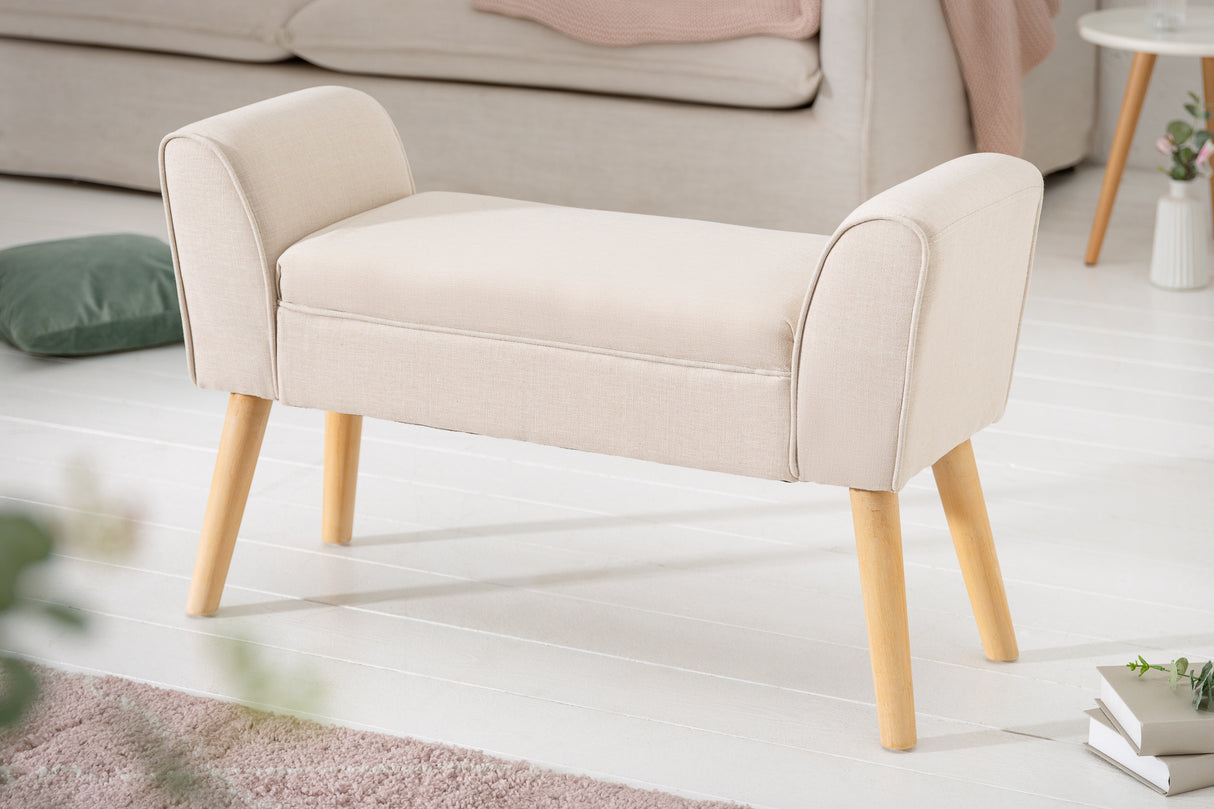 Bank SCARLETT 90cm Leinenstoff beige