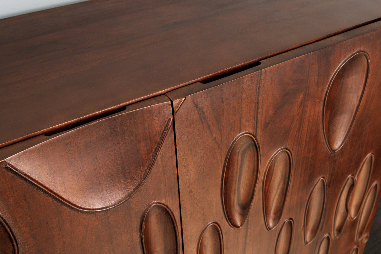 Highboard DUNE 120cm 3D acacia wood dark walnut brown