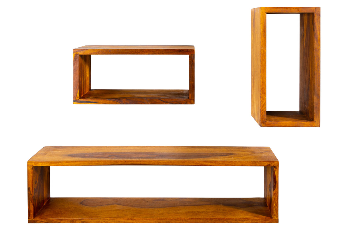 Wandregal HEMINGWAY 43-94 cm, 3er-Set, Sheesham, natur