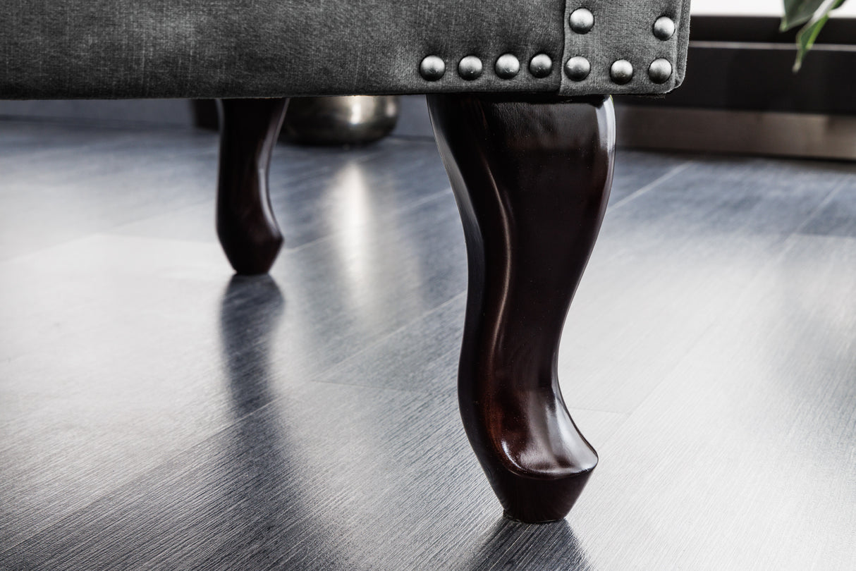 Ohrensessel CHESTERFIELD Antik-Look Samt grau