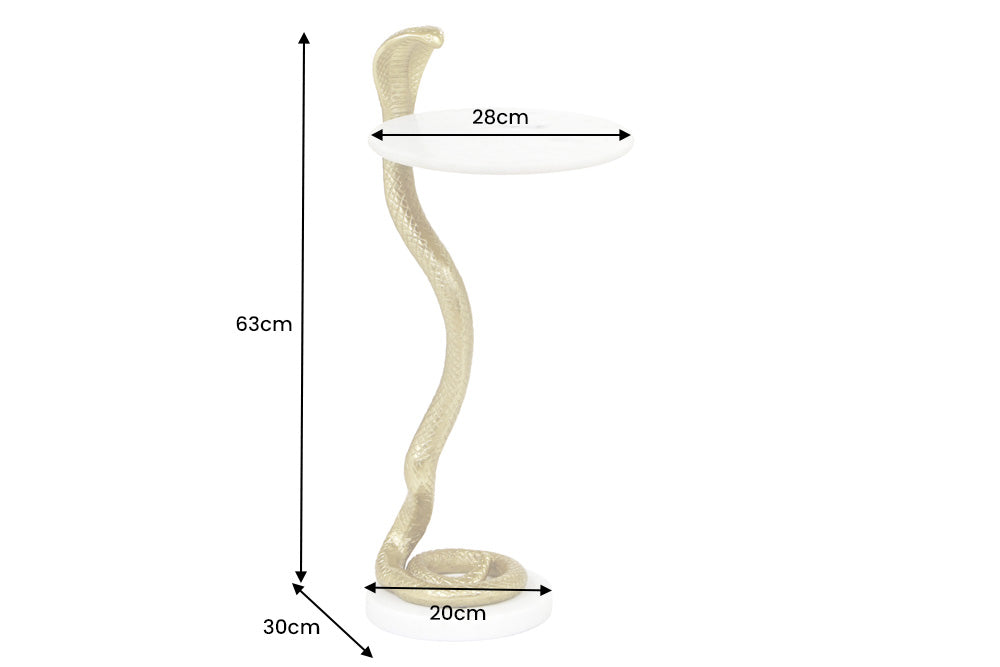 Beistelltisch WILDLIFE COBRA 60cm goldweißer Marmor