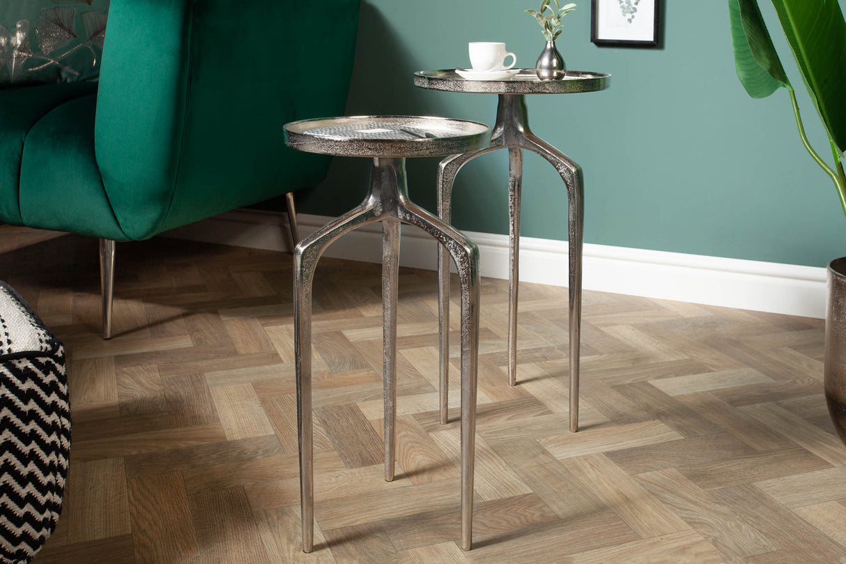Beistelltisch ABSTRACT 2er Set silber