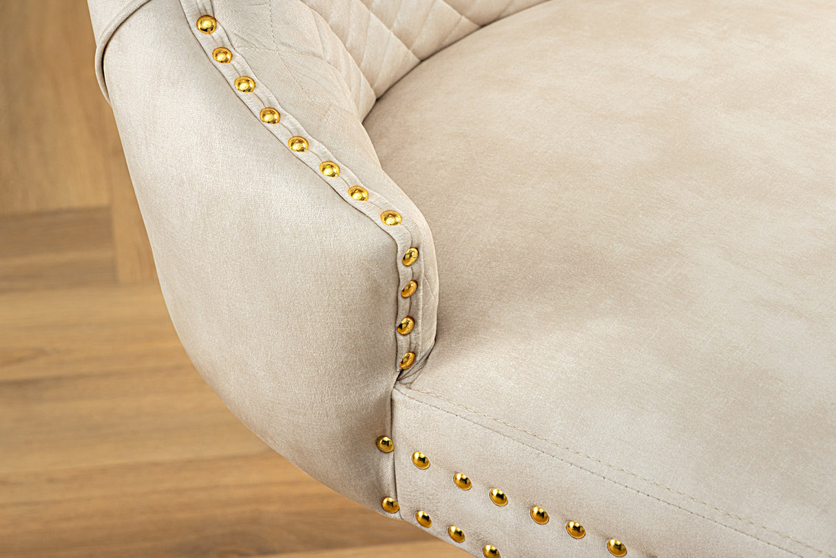 Bar stool CASTLE height adjustable w/ lion´s head handle velvet beige golden legs in baroque style