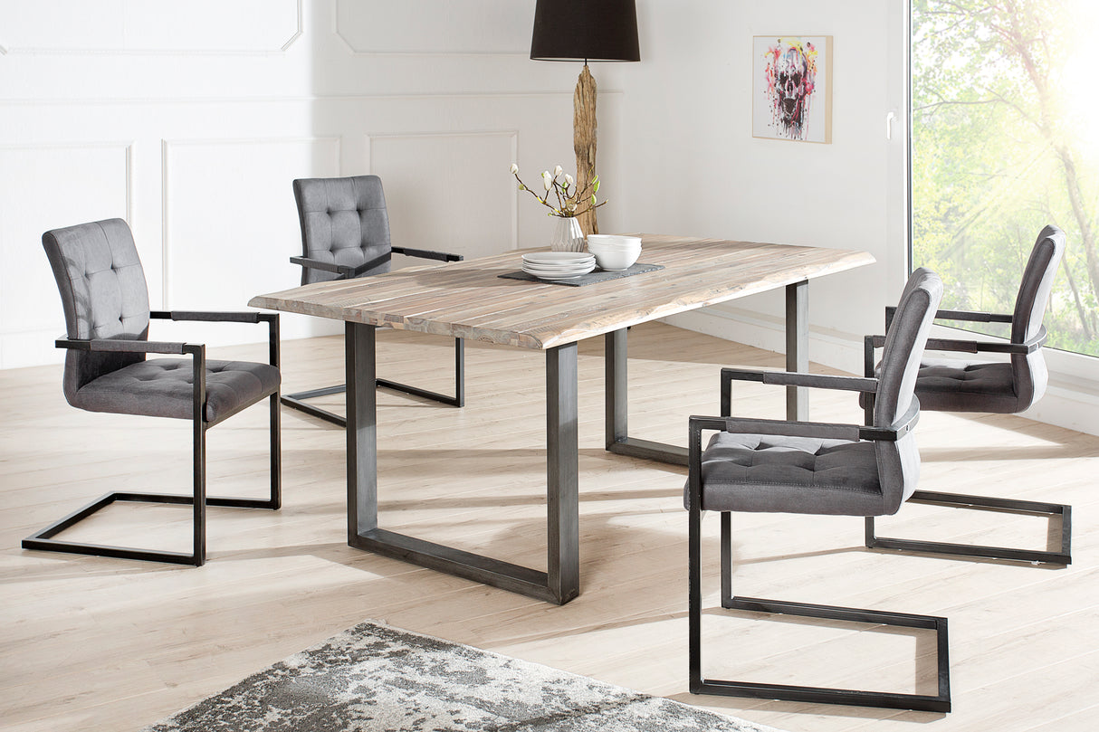Cantilever chair OXFORD with armrests microfibre grey