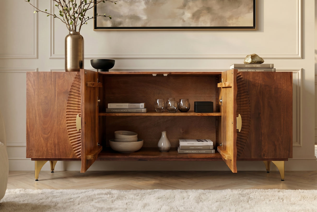 Sideboard GOLDEN SUNSET 180cm 3T Mangoholz braun