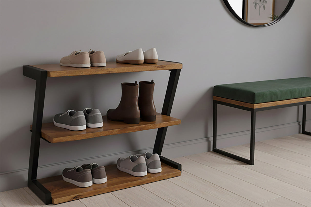 Schuhregal MAMMUT 75cm Akazienholz braun honigfarben lackiert