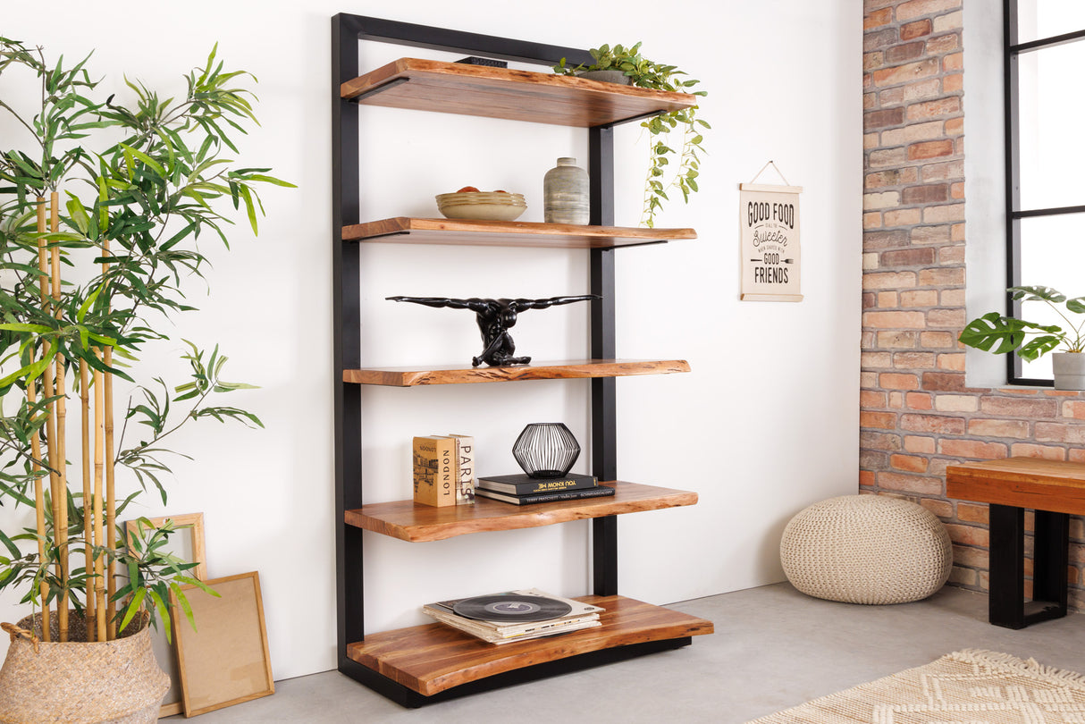 Shelf MAMMUT 180cm acacia wood natural and metal black