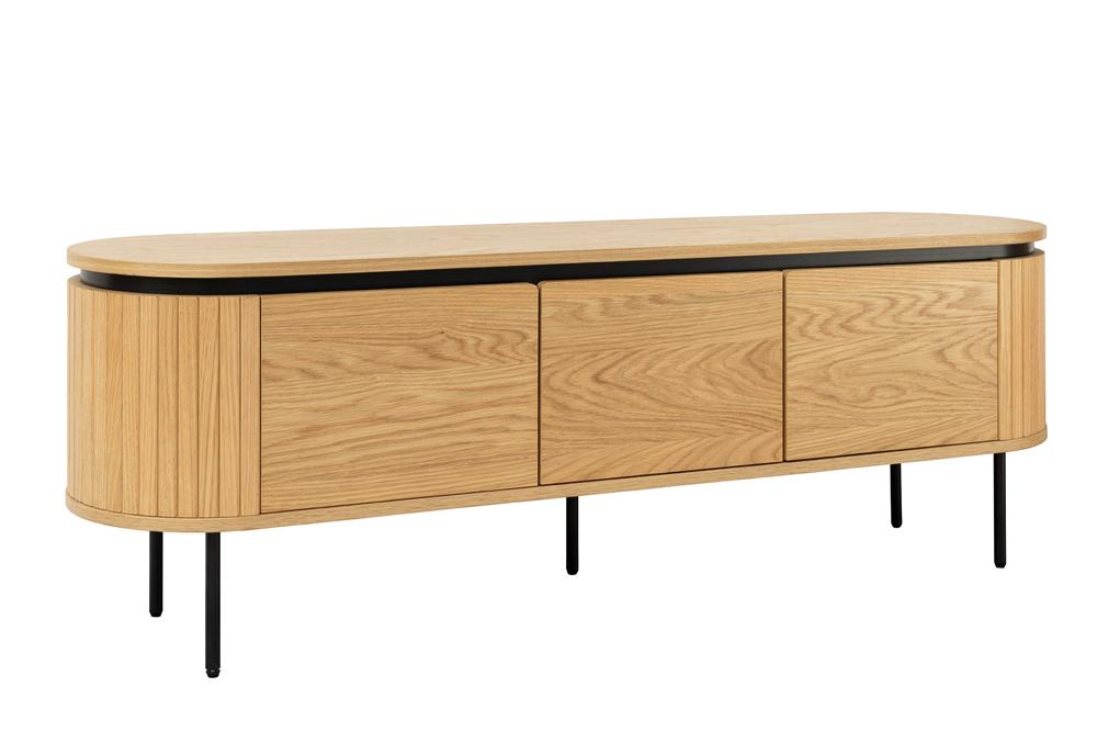 TV-Board ATELIER 160cm in natürlicher Eichenholzoptik mit schwarzen Beinen