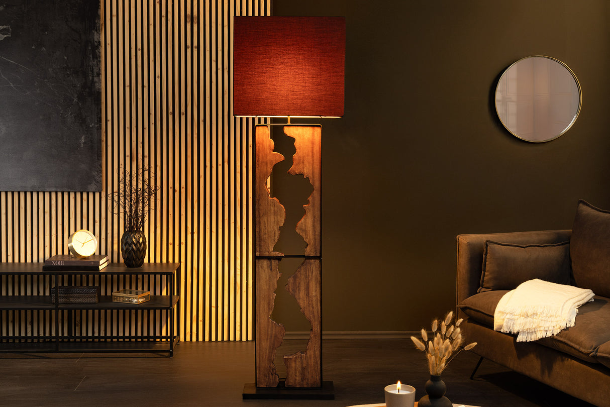 Stehleuchte DESIGNED BY NATURE 165cm Regenbaumholz natur schwarz