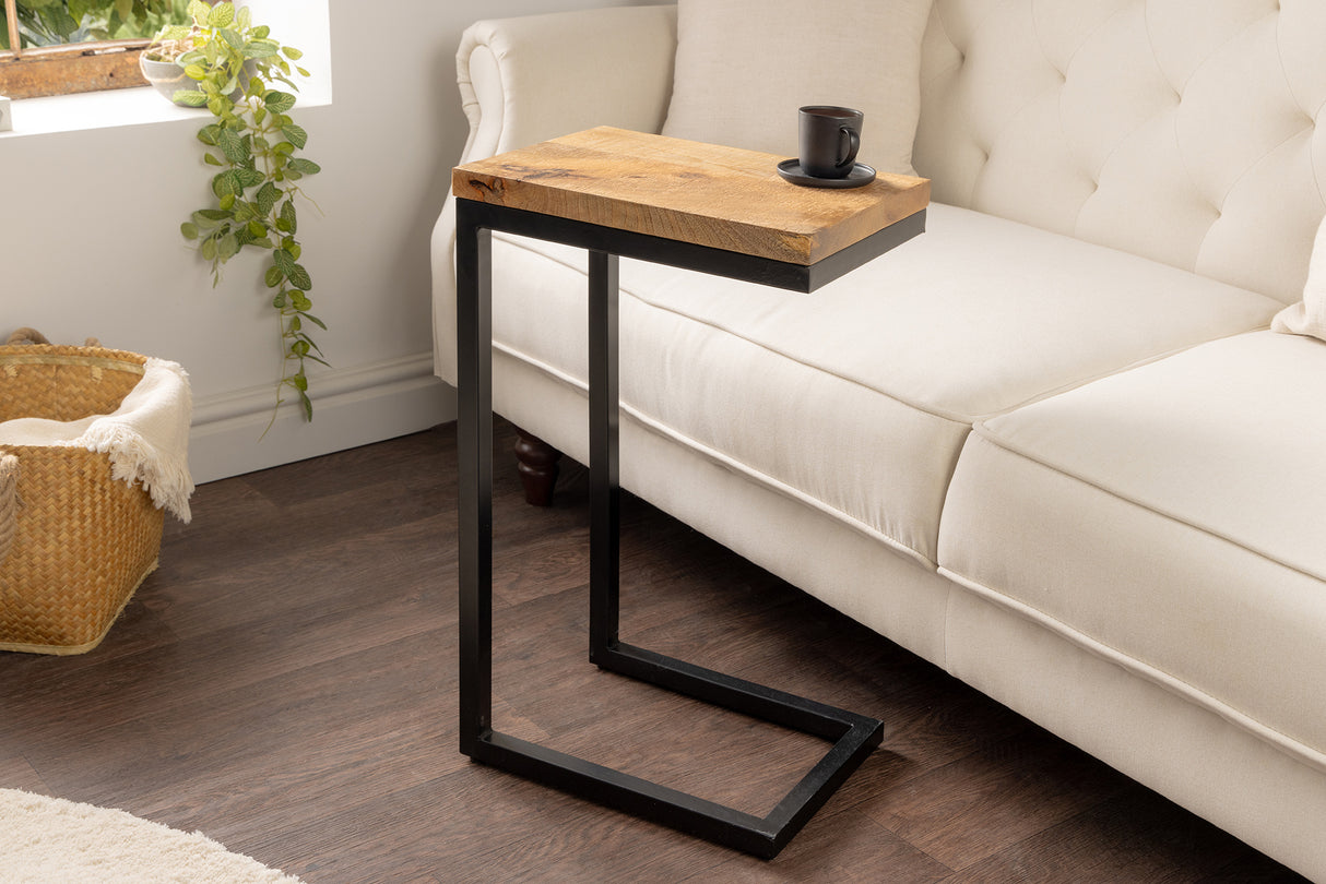 Side table GASTON 65cm mango wood black metal