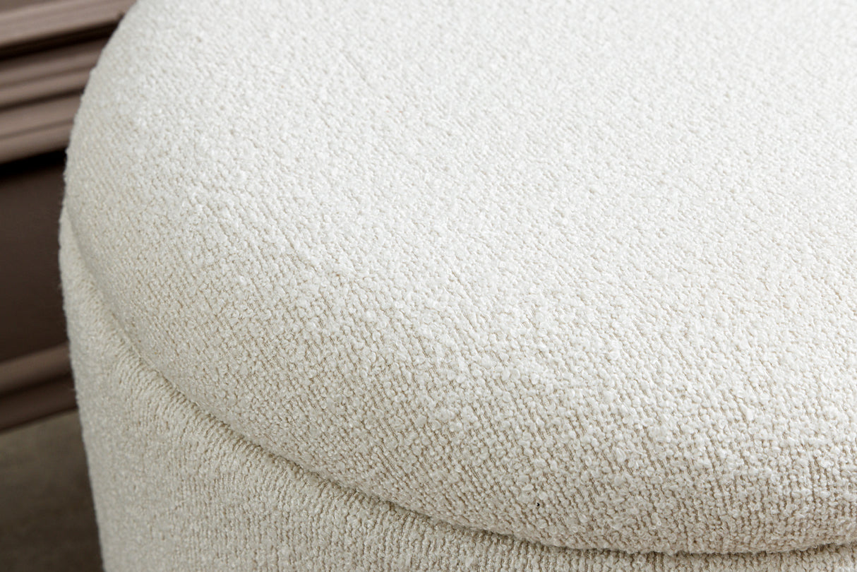 Bench chest VOQUE 110cm bouclé white upholstered w/ storage space bench seat