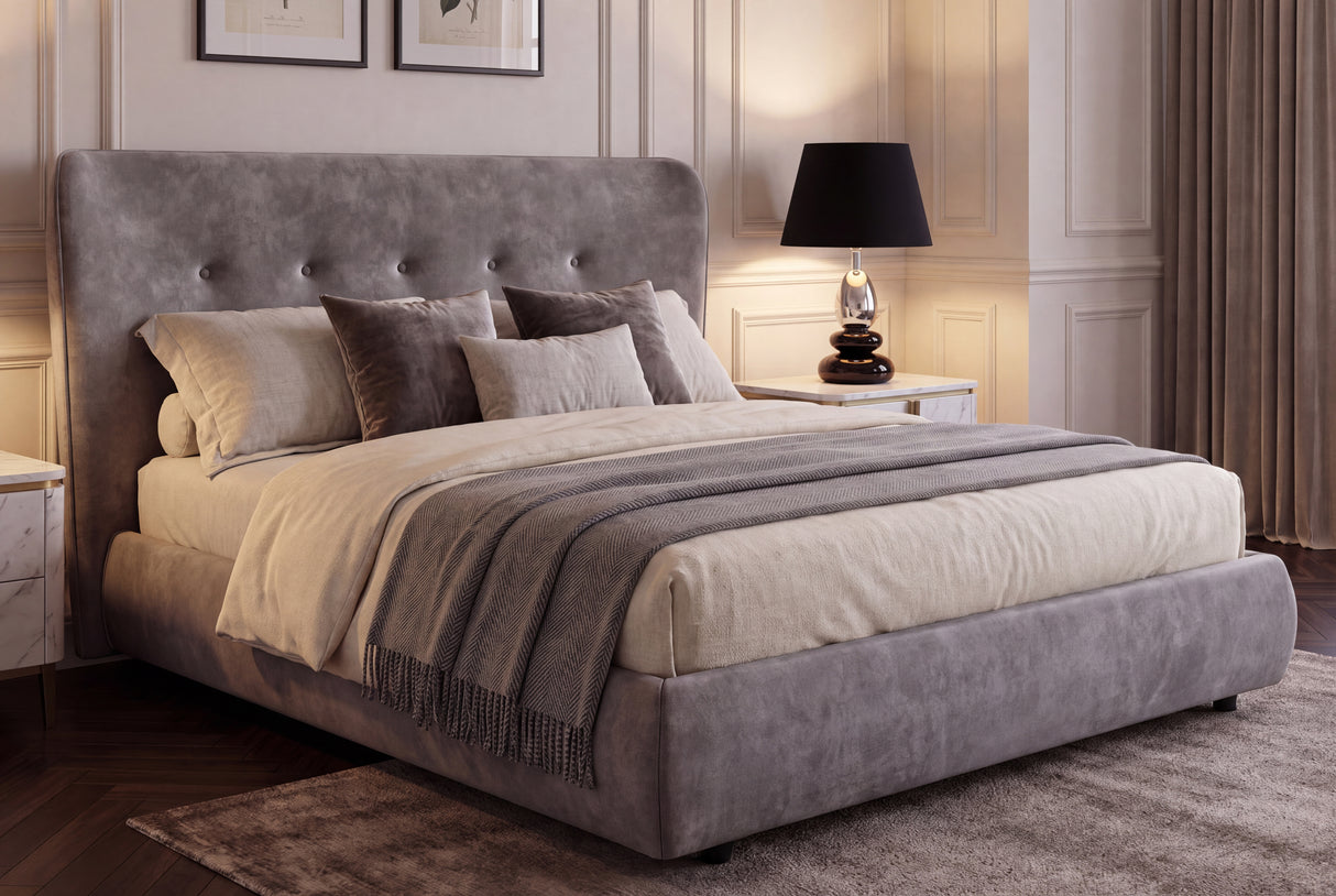 Bed FLORENZ 180x200cm velvet grey