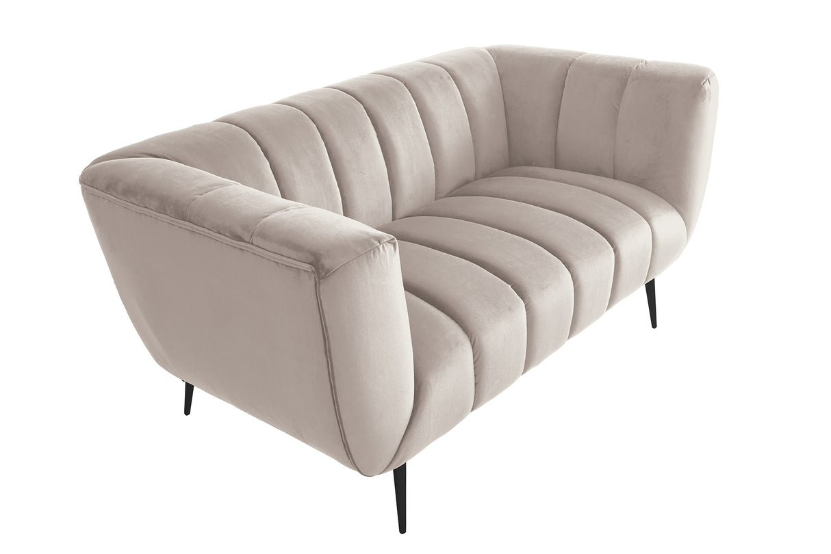 Sofa NOBLESSE 165cm 2-seater textured velvet champagne w/ black feet
