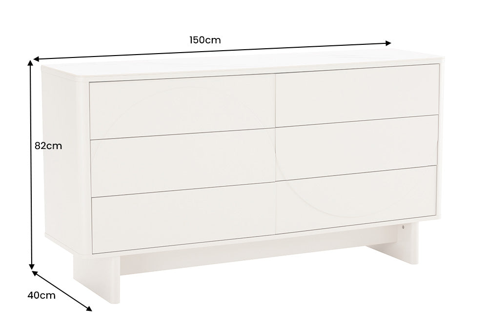 Sideboard SAVOY 150 cm 3D weiß mit weißer Marmorkeramikplatte