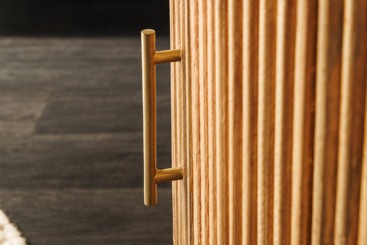 Coffee table TRES CHIC Ø 60cm round mango wood natural w/ white marble top