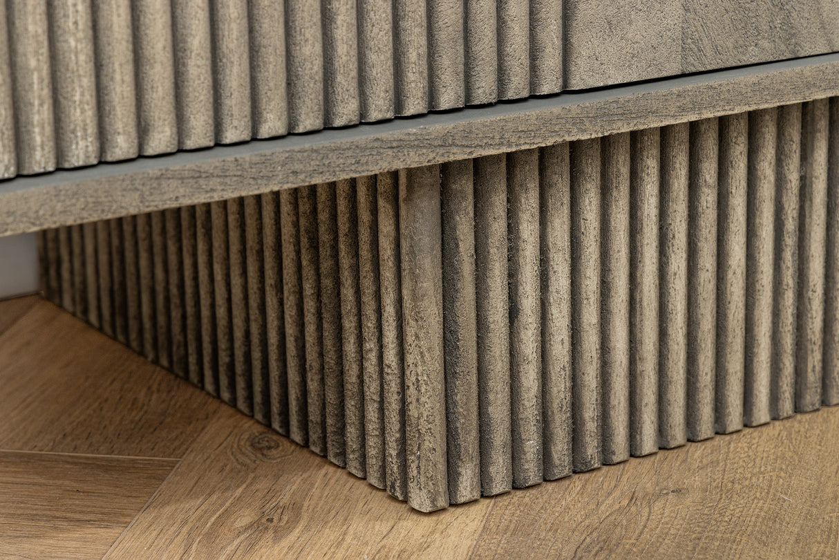 TV-Board ART DECO 200cm 3D Mangoholz Rauchgrau Optik