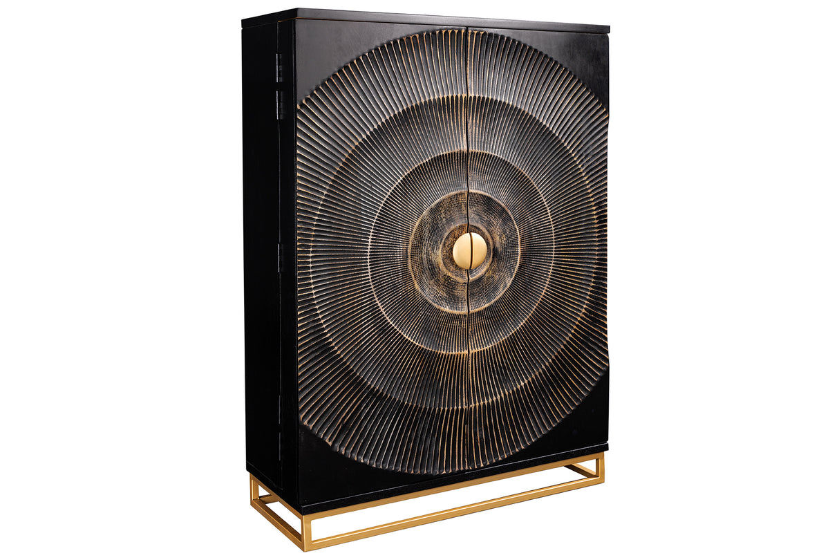 Bar cabinet GOLDEN SUNSET 140cm 3D mango wood black
