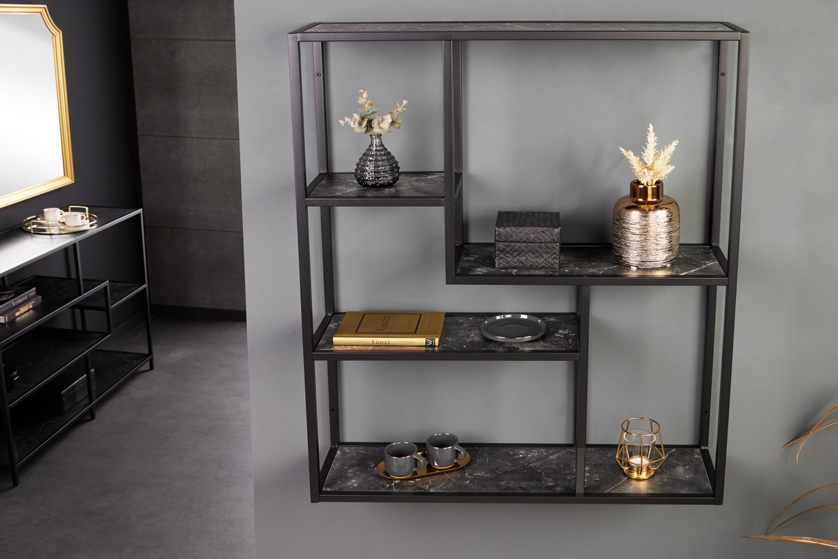 Wall shelf SLIM LINE 75x90cm marble look anthracite