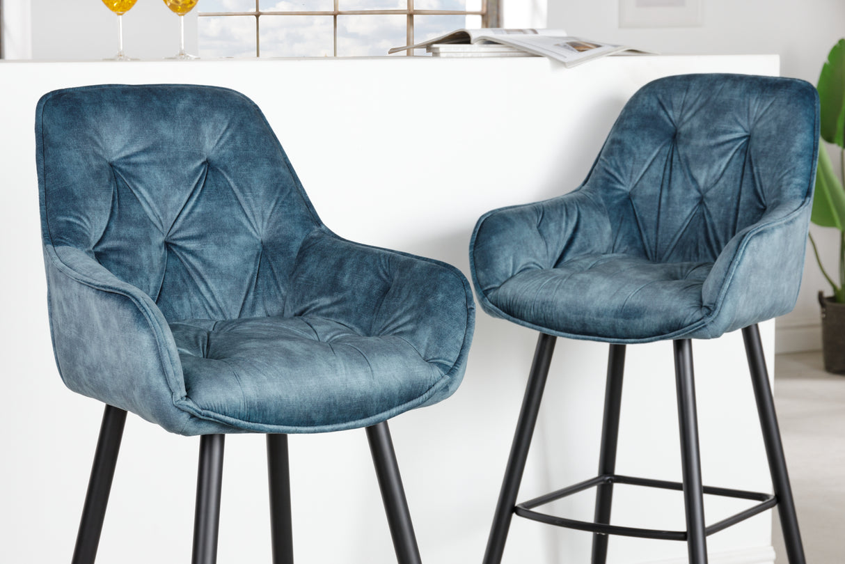 Bar stool MILANO 75cm velvet teal