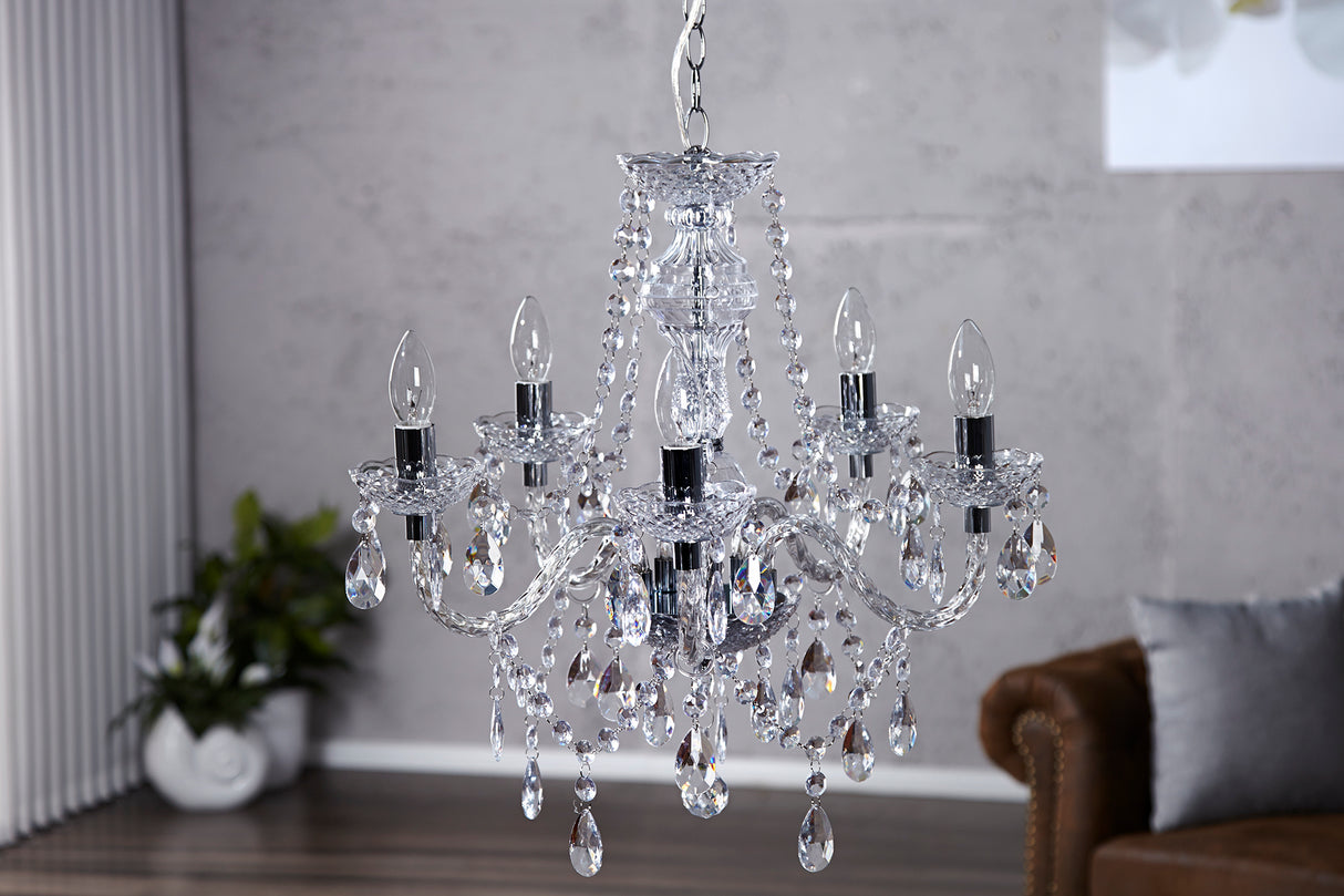 Chandelier DIAMONDS 5-armed clear acrylic