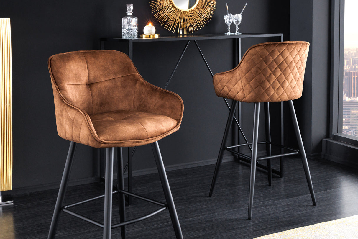 Bar chair EUPHORIA 74cm velvet brown