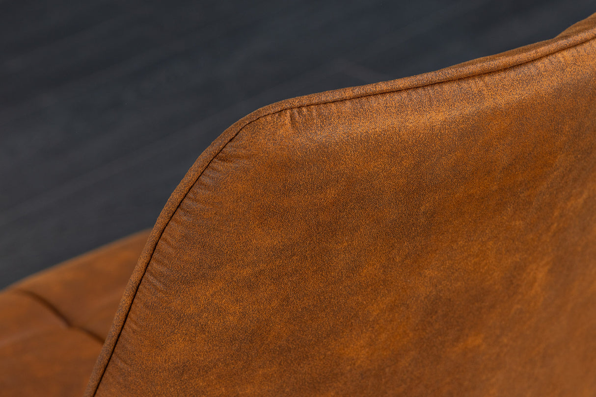 Stuhl ROADSTAR Microfaser cognac mit schwarzen Metallbeinen