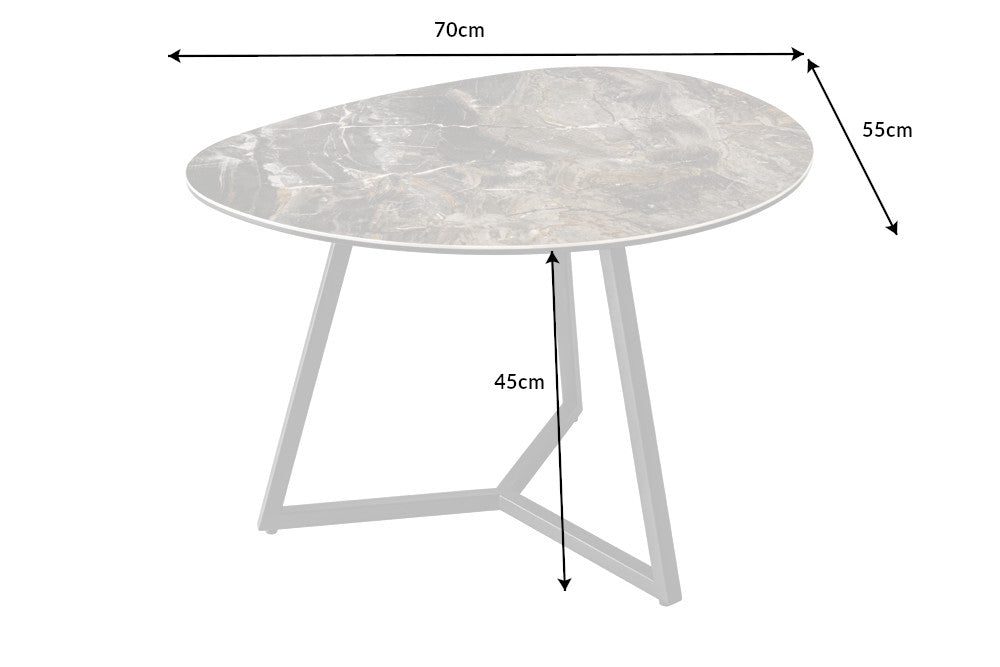 Couchtisch MARVELOUS 70cm Keramik und Marmor taupe