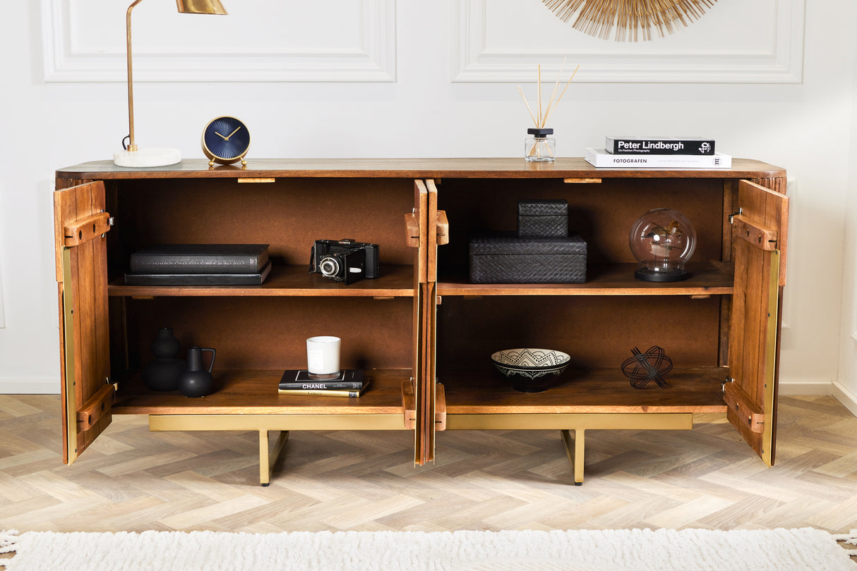 Sideboard GATSBY 160cm retro style mango gold