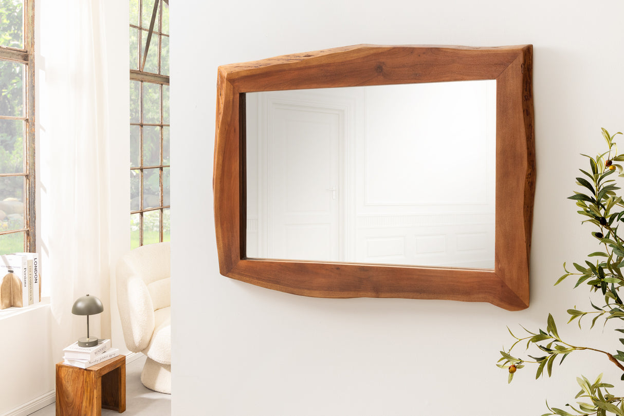 Wall mirror MAMMUT 100cm natural edge brown acacia wood